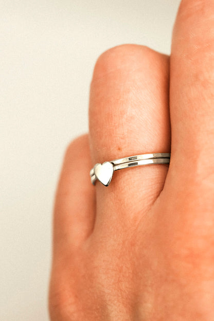 Heart Set of 2 Stacking Rings, Sterling Silver