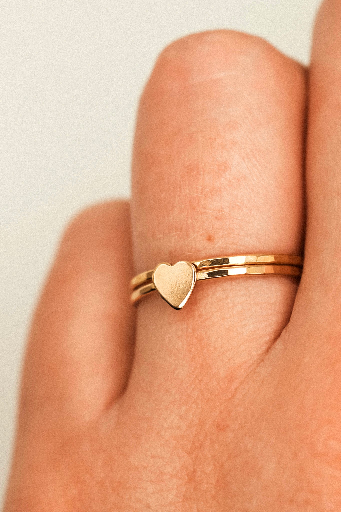 Heart Set of 2 Stacking Rings, 14K Gold Fill