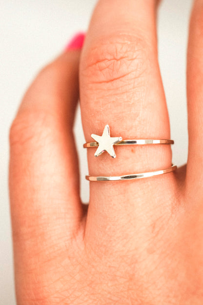 Star Set of 2 Stacking Rings, Sterling Silver