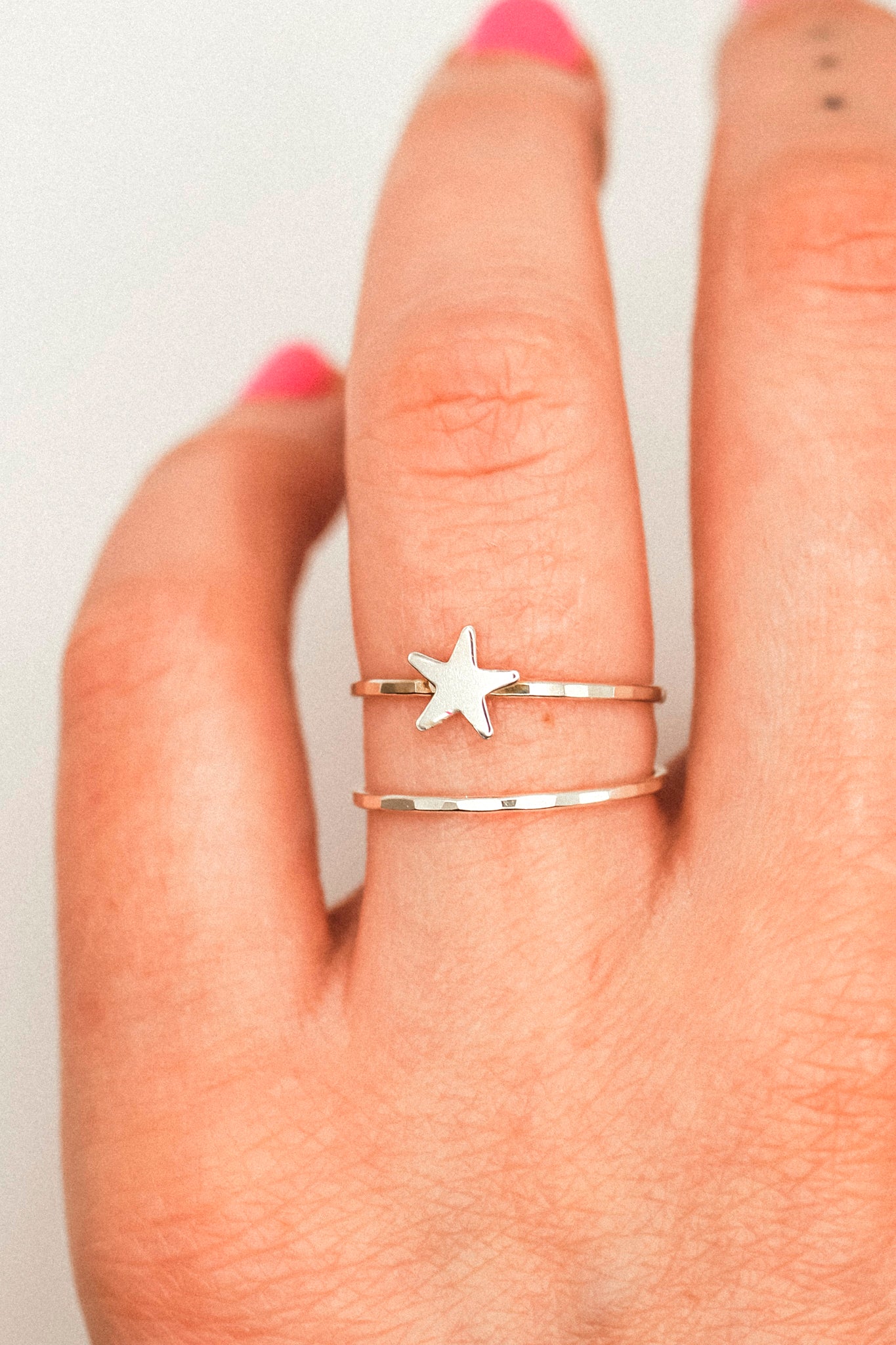 Star Set of 2 Stacking Rings, Sterling Silver