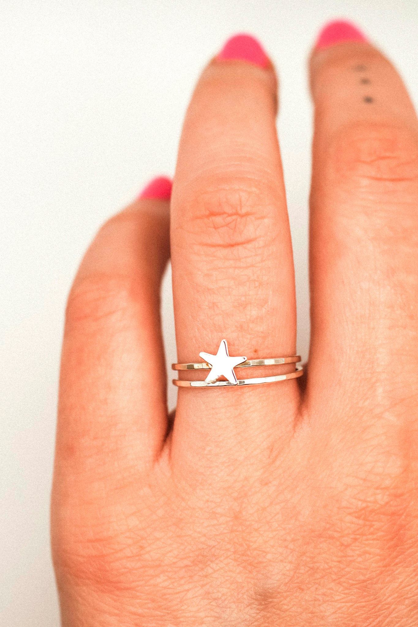 Star Set of 2 Stacking Rings, Sterling Silver