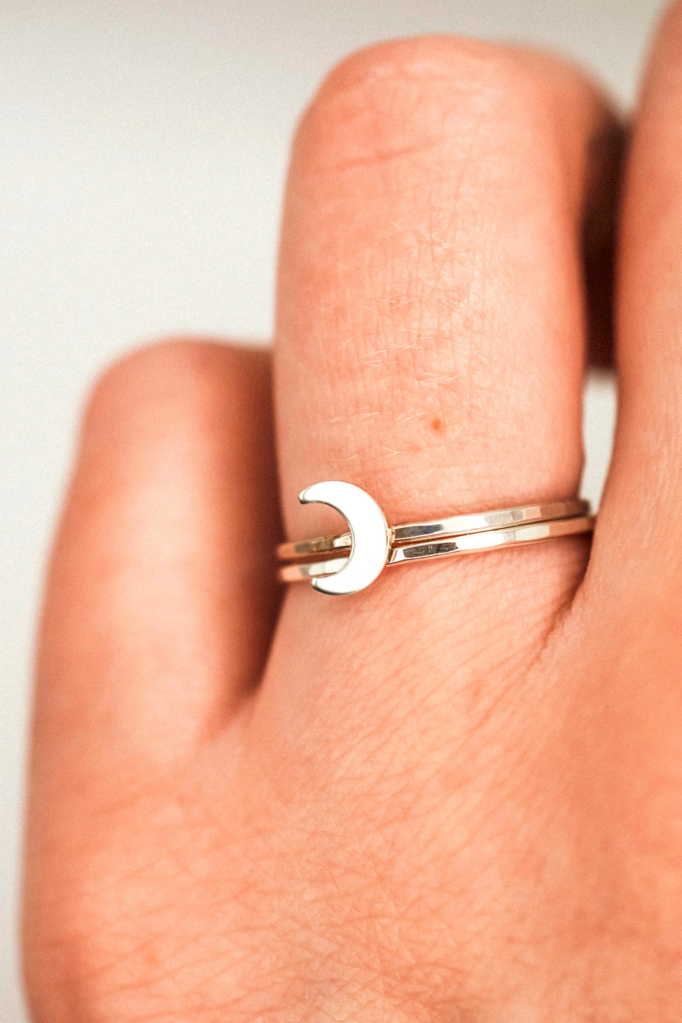 Moon Set of 2 Stacking Rings, Sterling Silver