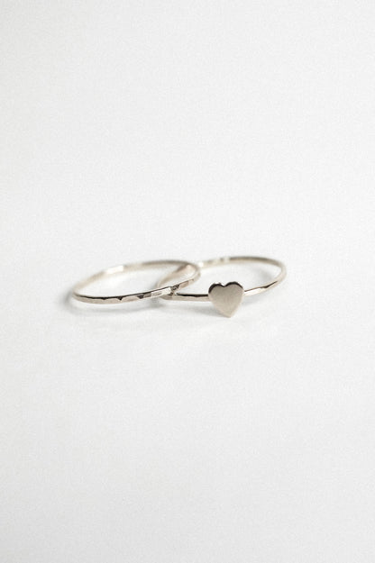 Heart Set of 2 Stacking Rings, Sterling Silver