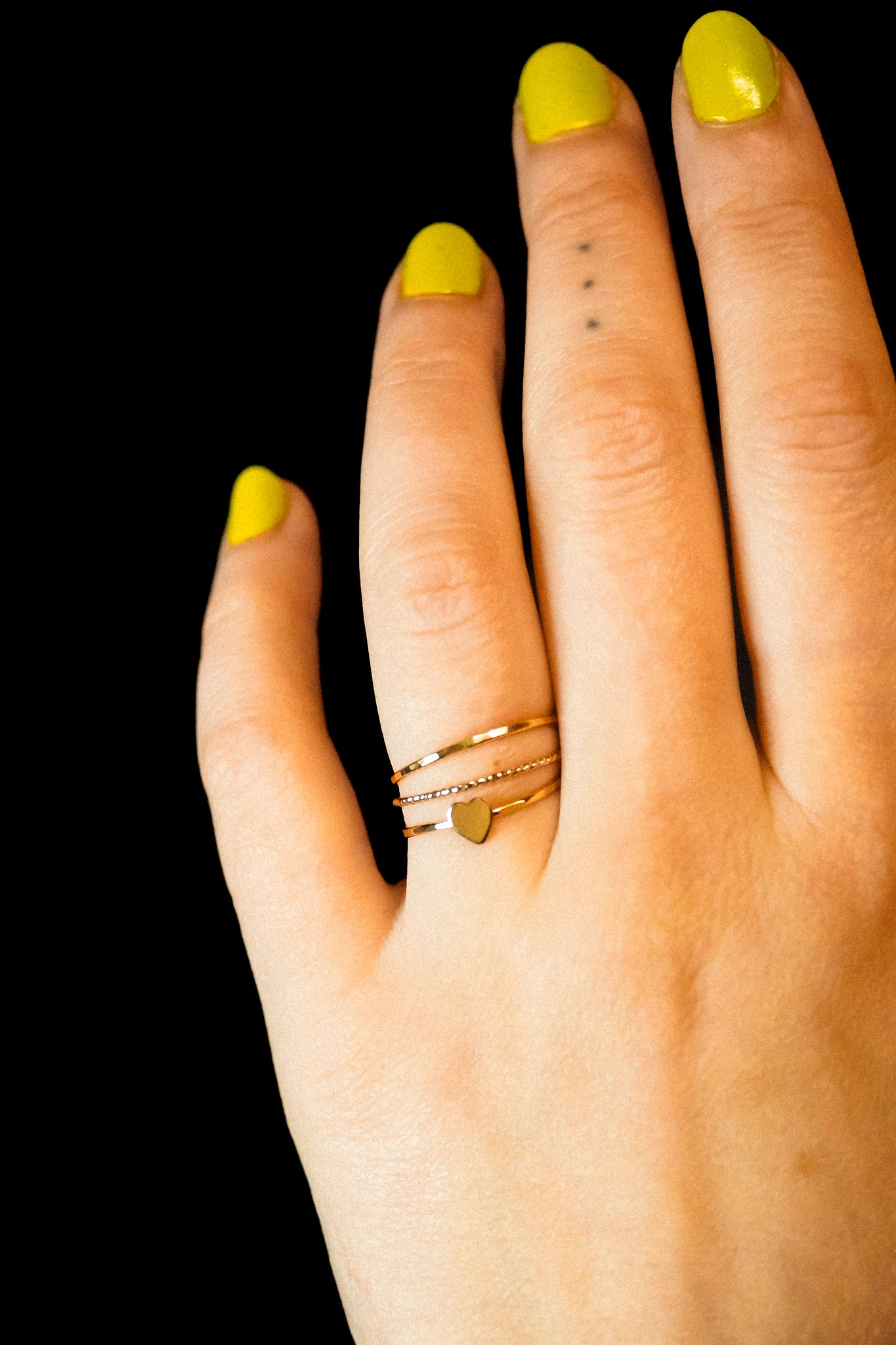 Heart Set of 3 Stacking Rings, 14K Gold Fill