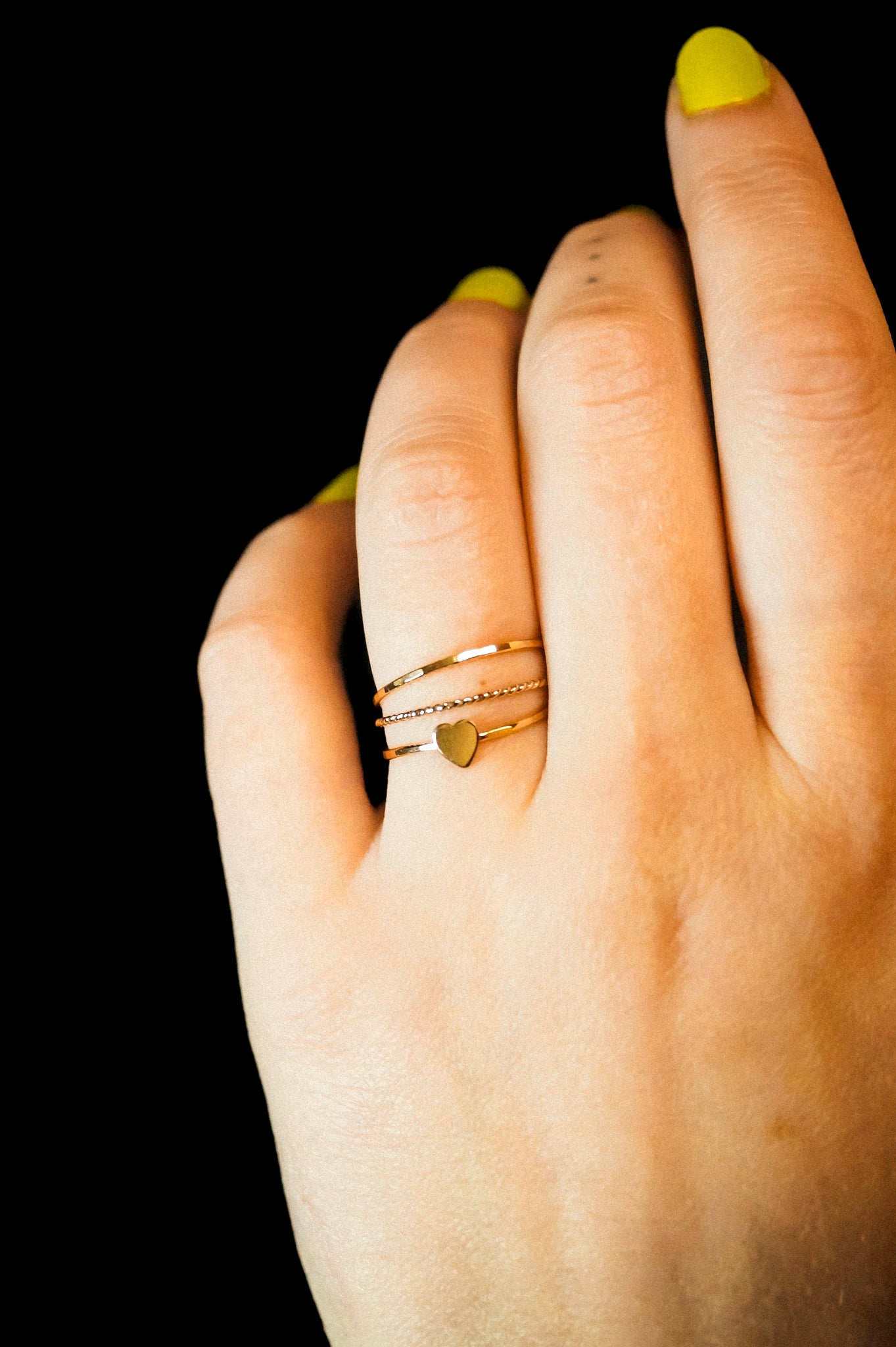 Heart Set of 3 Stacking Rings, 14K Gold Fill