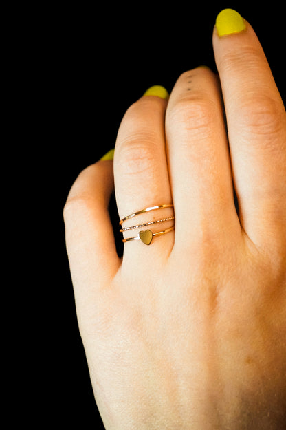 Heart Set of 3 Stacking Rings, 14K Gold Fill