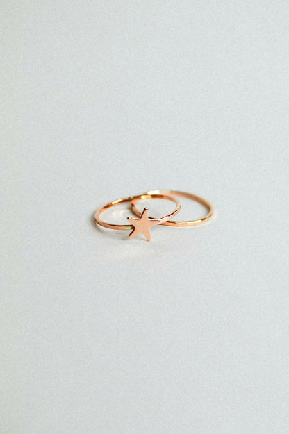 Star Set of 2 Stacking Rings, 14K Rose Gold Fill