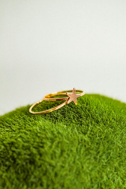 Star Set of 2 Stacking Rings, 14K Rose Gold Fill