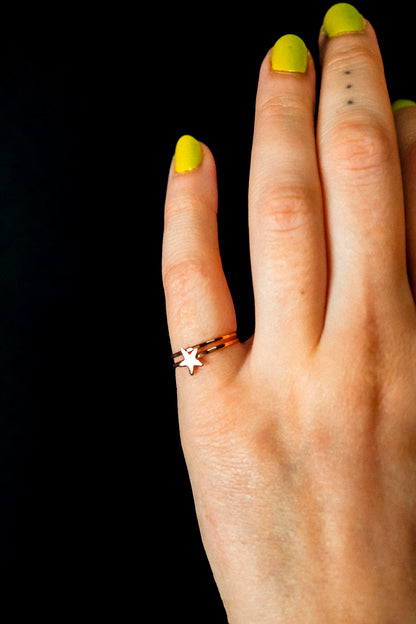 Star Set of 2 Stacking Rings, 14K Rose Gold Fill