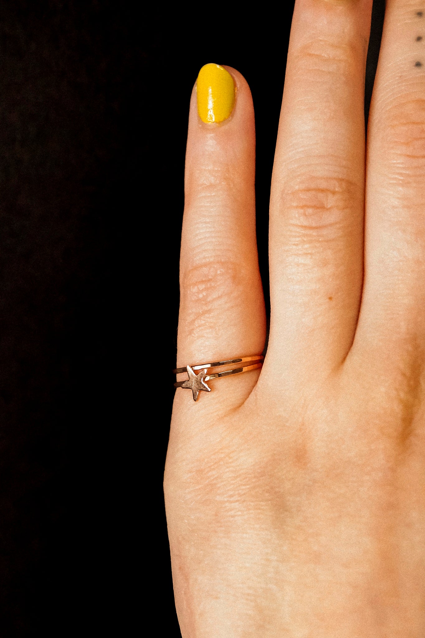 Star Set of 2 Stacking Rings, 14K Rose Gold Fill