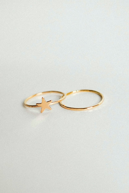 Star Set of 2 Stacking Rings, 14K Gold Fill