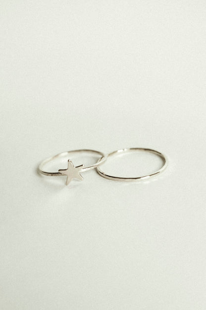 Star Set of 2 Stacking Rings, Sterling Silver