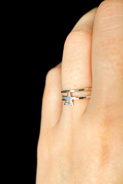 Star Set of 2 Stacking Rings, Sterling Silver