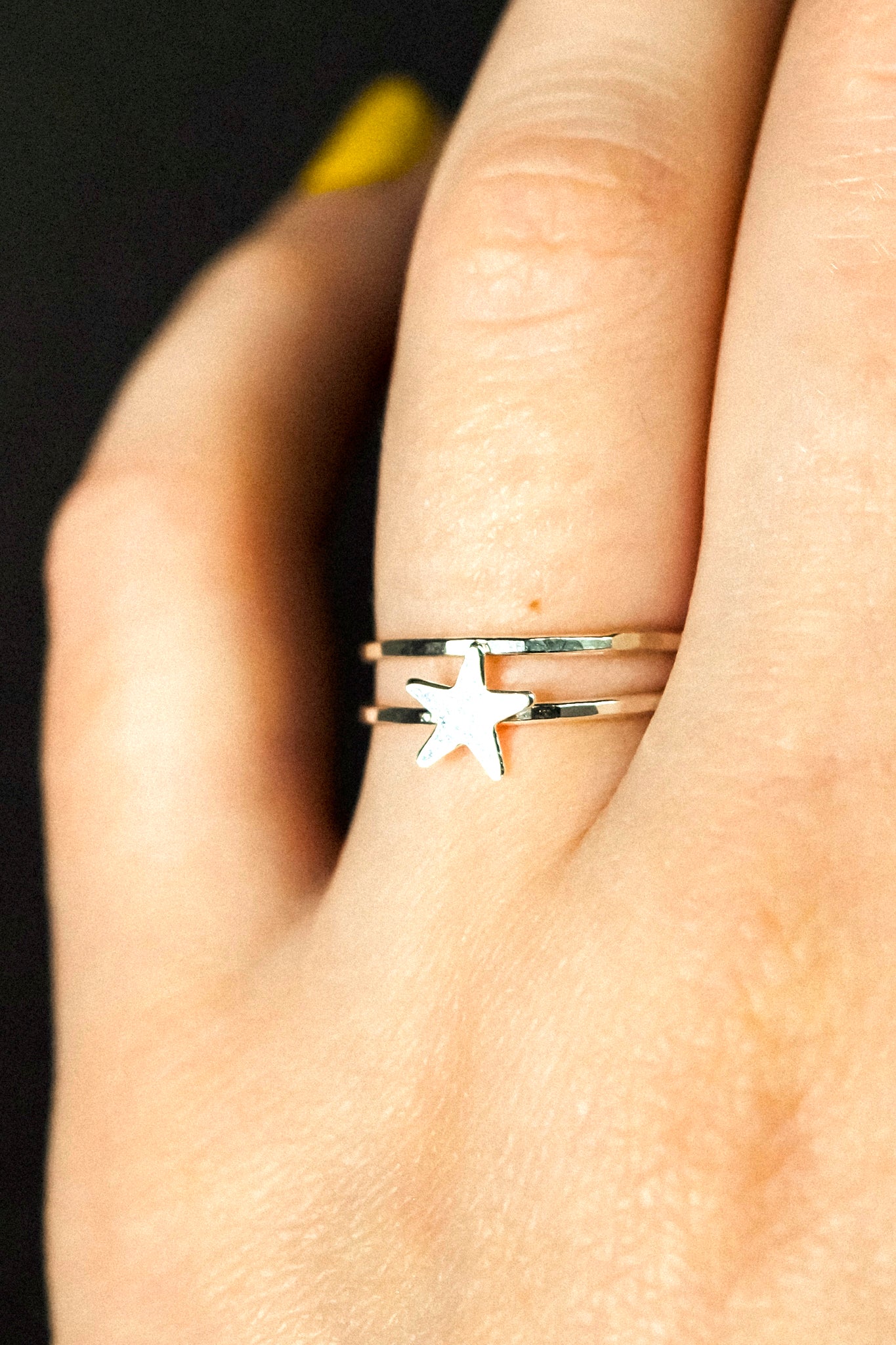 Star Set of 2 Stacking Rings, Sterling Silver