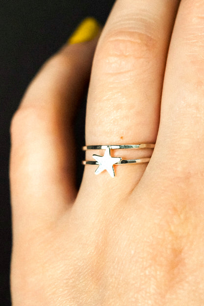 Star Set of 2 Stacking Rings, Sterling Silver