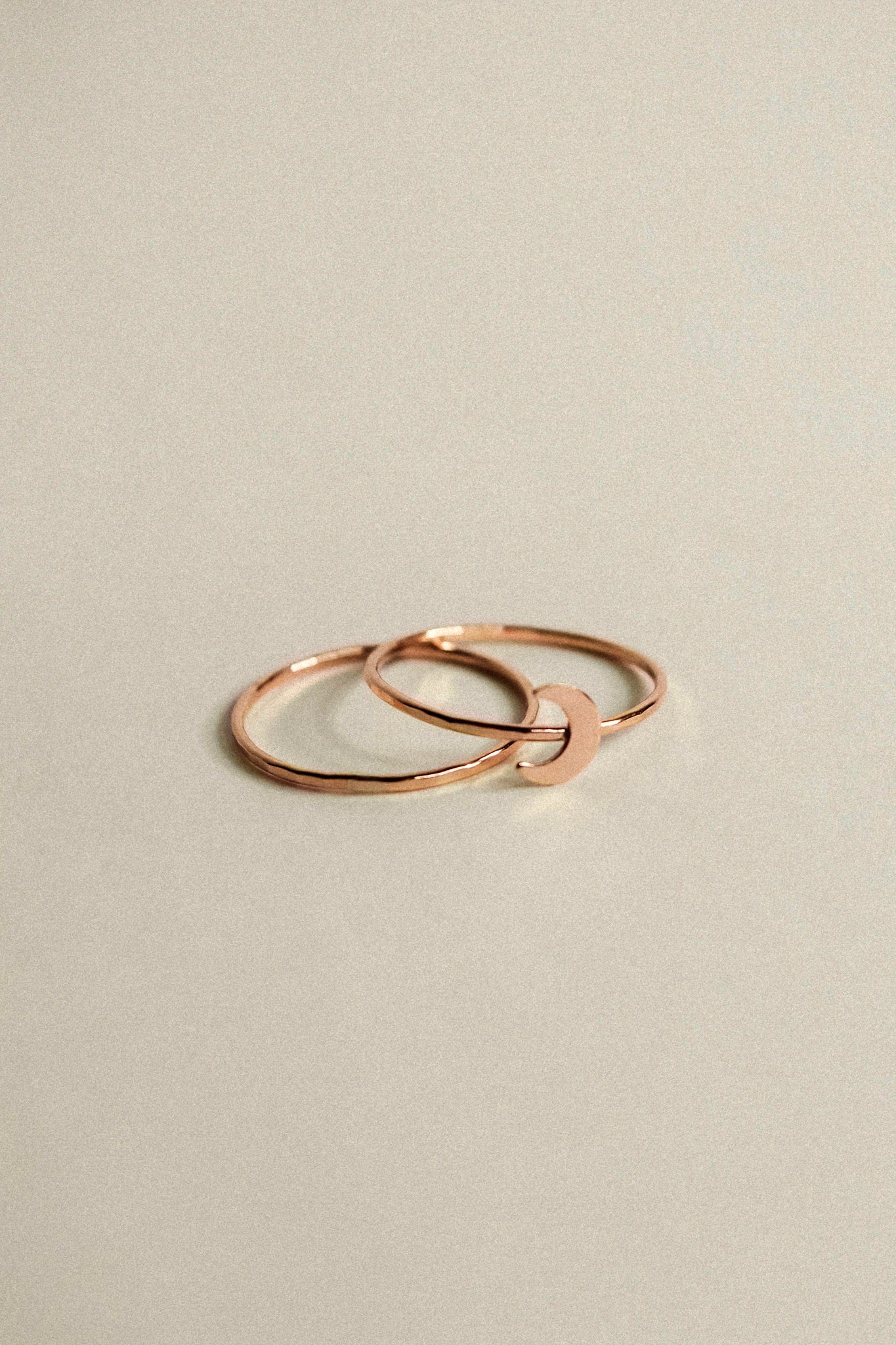 Moon Set of 2 Stacking Rings, 14K Rose Gold Fill