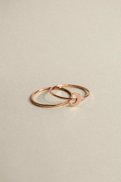 Moon Set of 2 Stacking Rings, 14K Rose Gold Fill