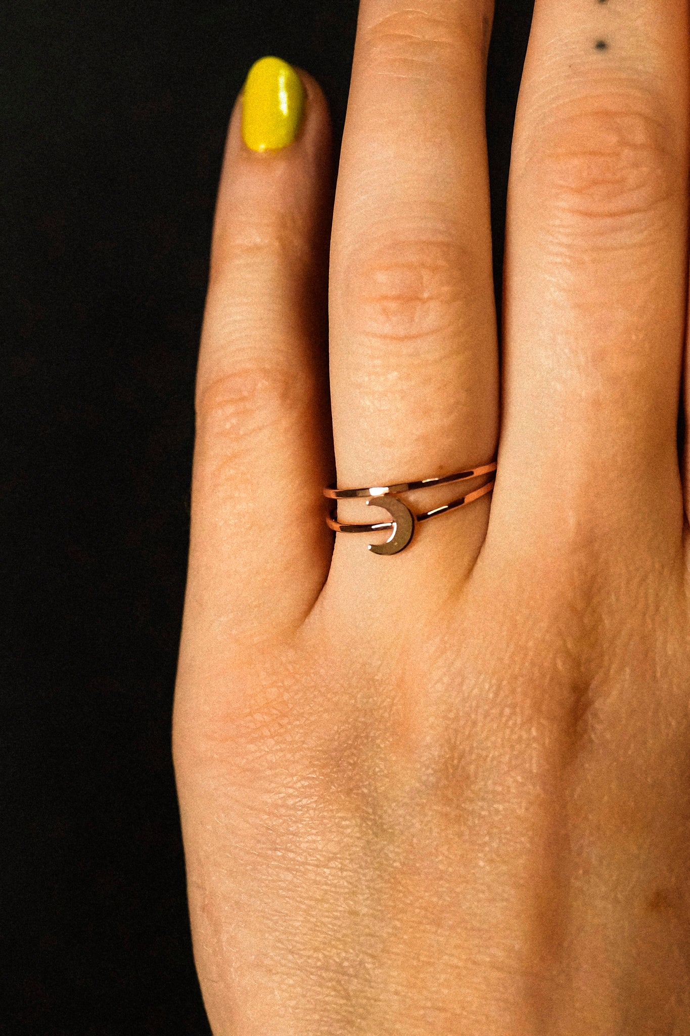 Moon Set of 2 Stacking Rings, 14K Rose Gold Fill
