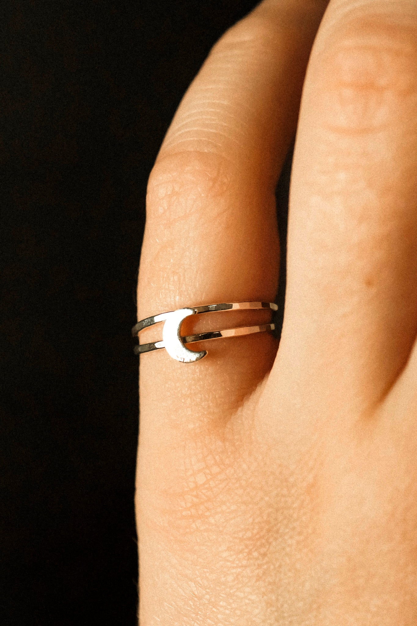 Moon Set of 2 Stacking Rings, Sterling Silver
