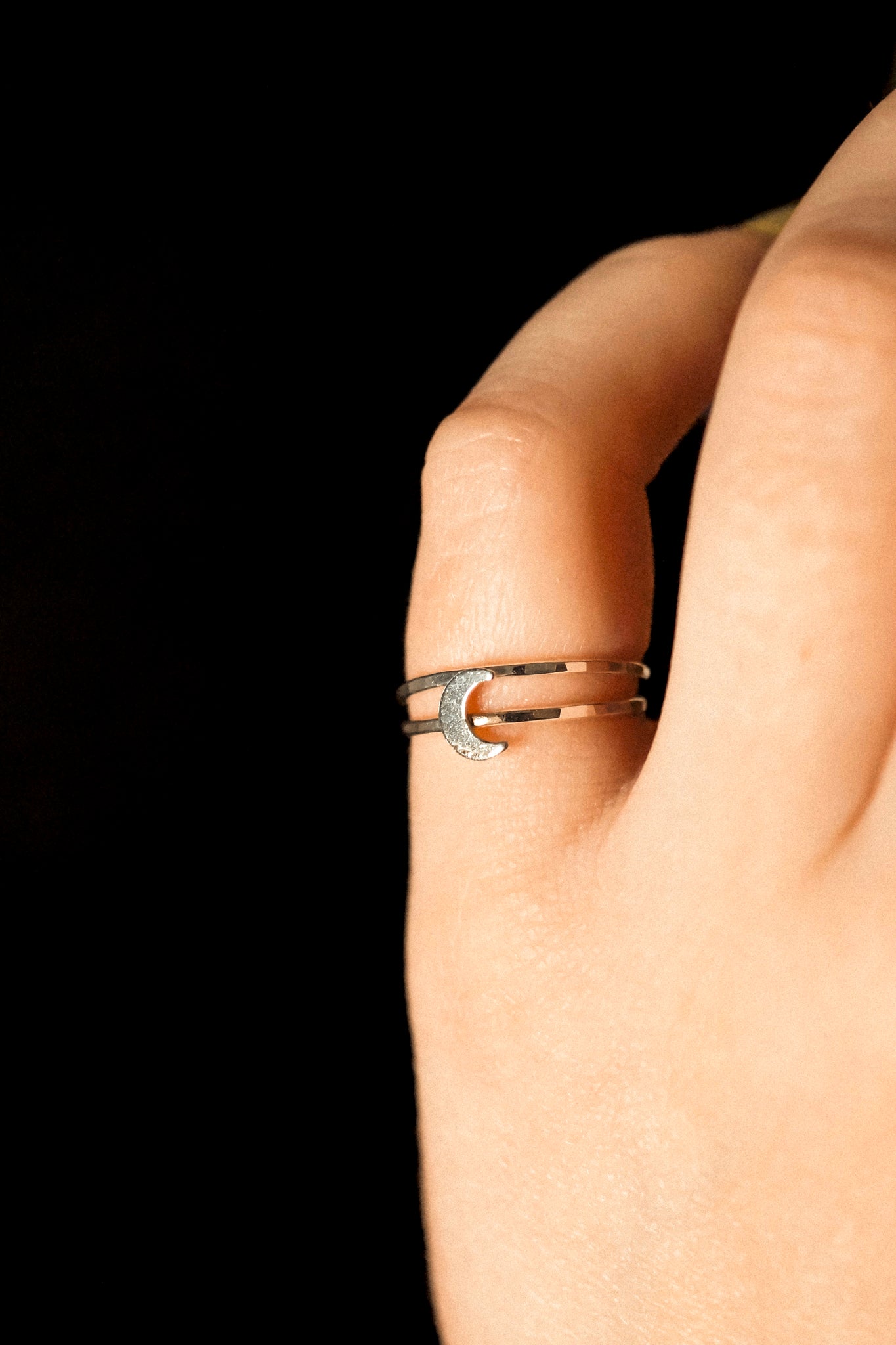 Moon Set of 2 Stacking Rings, Sterling Silver