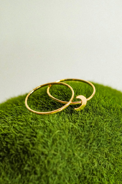 Moon Set of 2 Stacking Rings, 14K Gold Fill