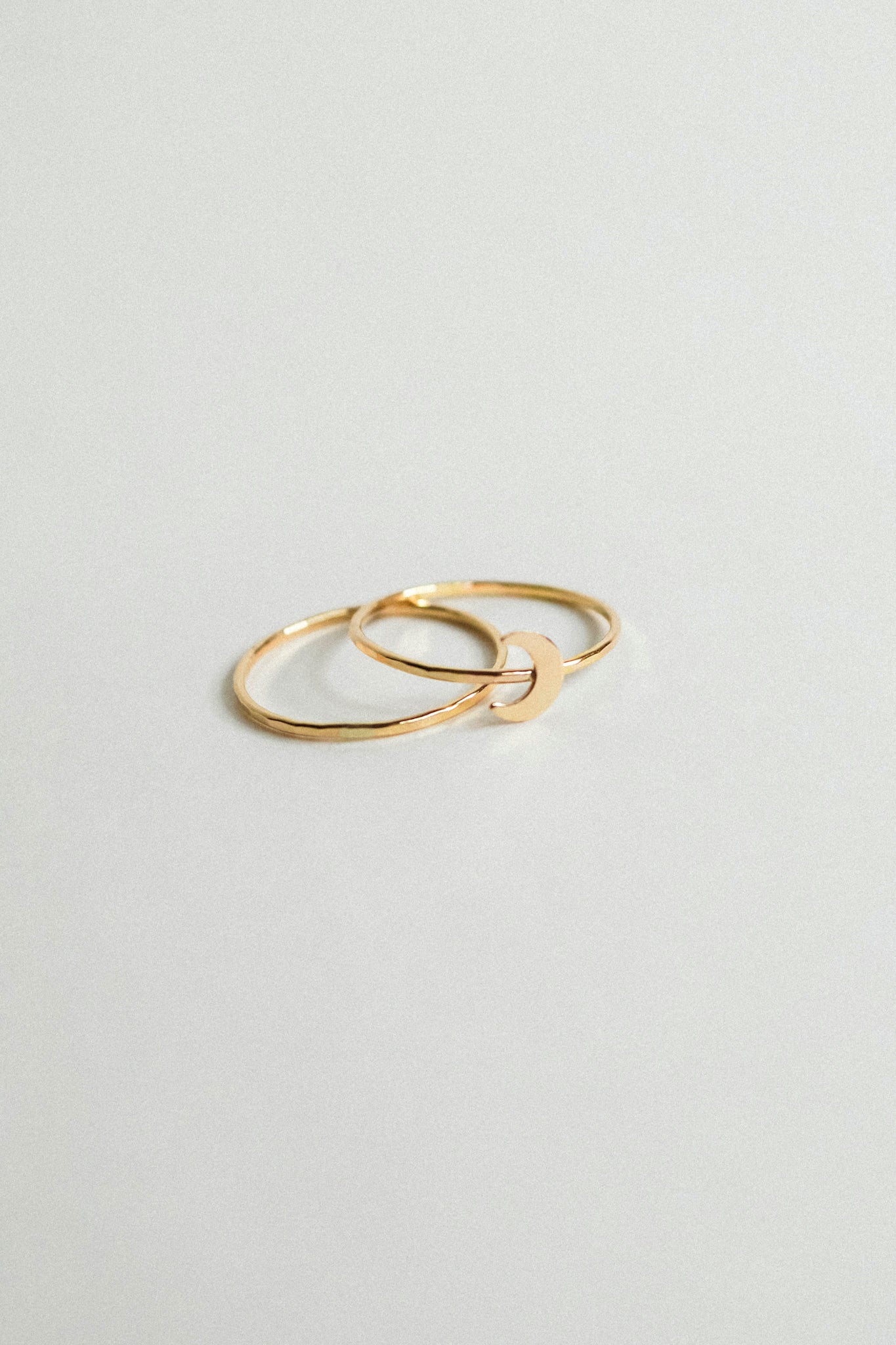 Moon Set of 2 Stacking Rings, 14K Gold Fill