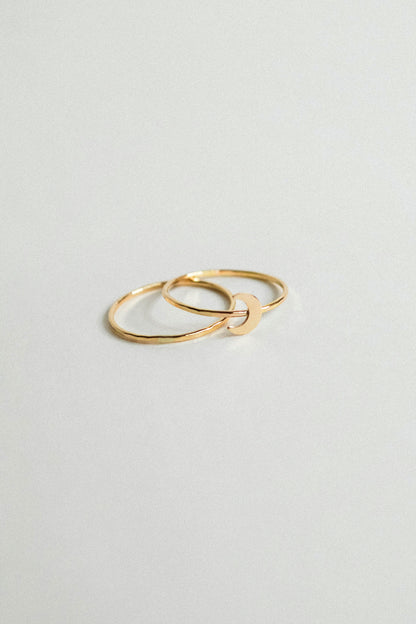 Moon Set of 2 Stacking Rings, 14K Gold Fill