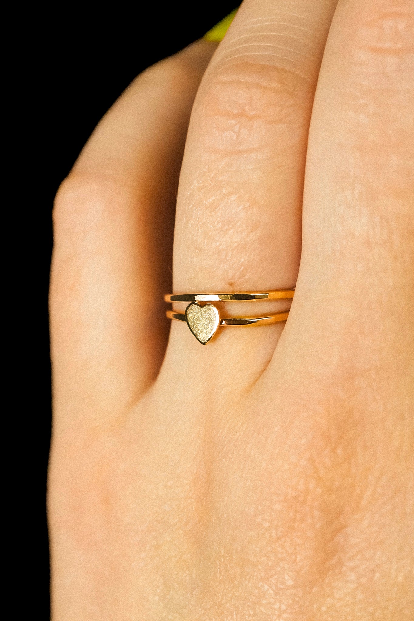 Heart Set of 2 Stacking Rings, 14K Gold Fill