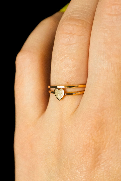 Heart Set of 2 Stacking Rings, 14K Gold Fill