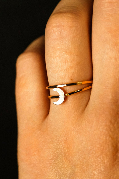 Moon Set of 2 Stacking Rings, 14K Gold Fill
