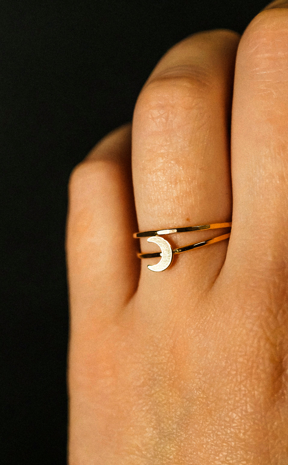 Moon Set of 2 Stacking Rings, 14K Gold Fill