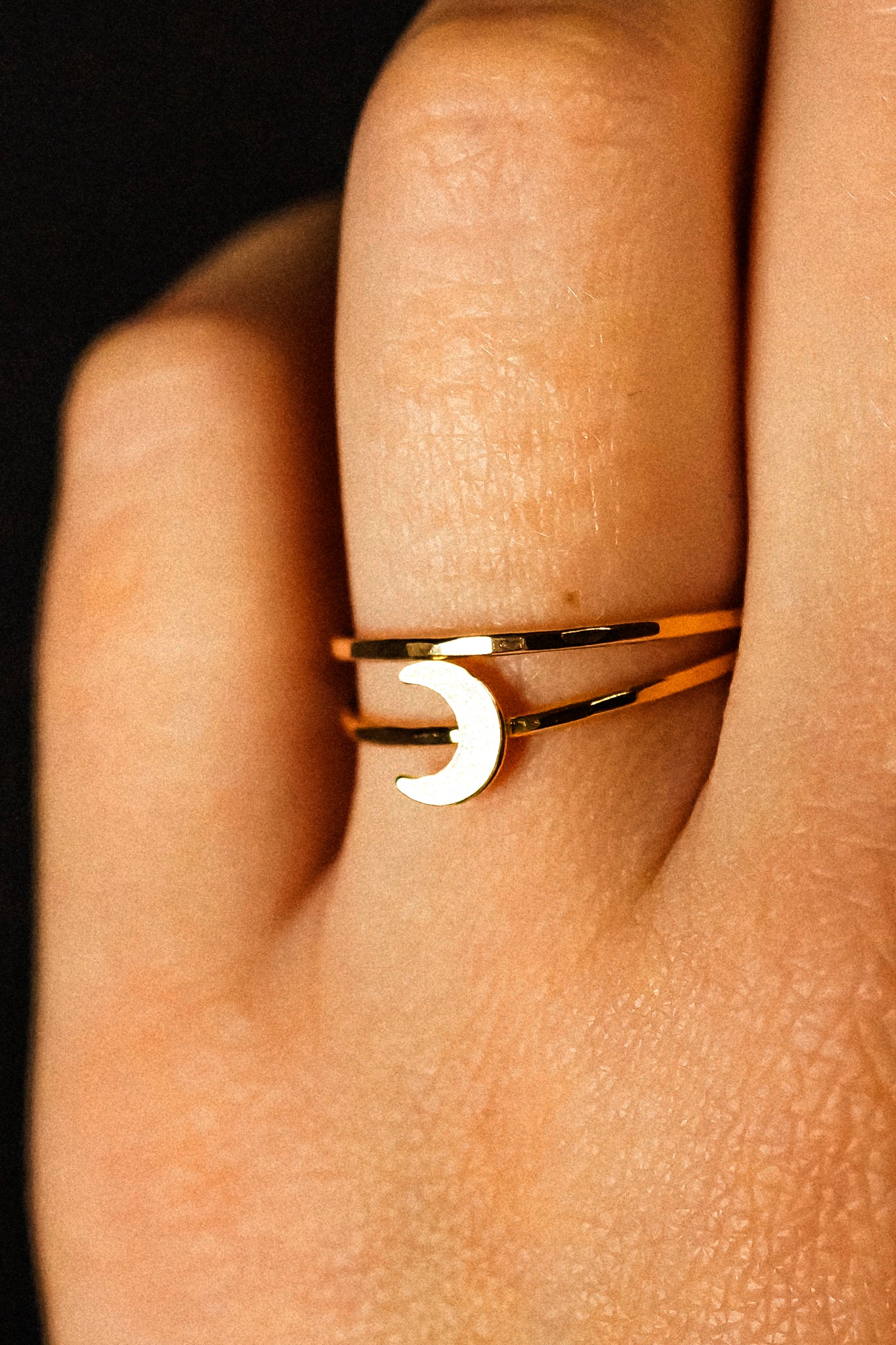 Moon Set of 2 Stacking Rings, 14K Gold Fill