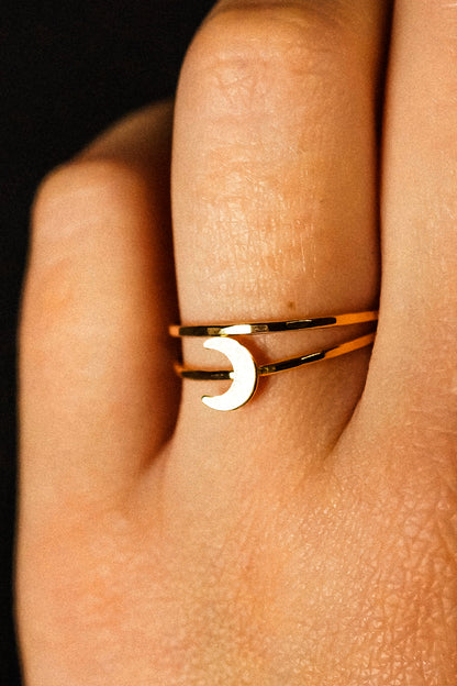 Moon Set of 2 Stacking Rings, 14K Gold Fill