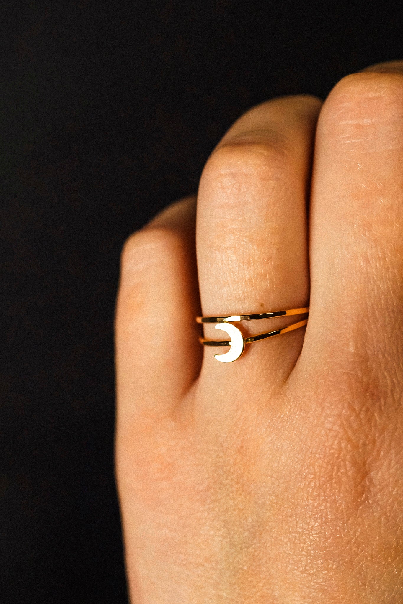 Moon Set of 2 Stacking Rings, 14K Gold Fill