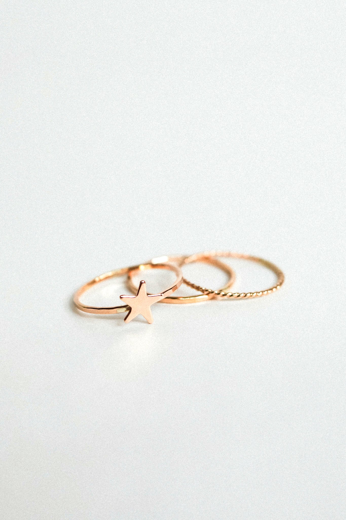 Star Set of 3 Stacking Rings, 14K Rose Gold Fill