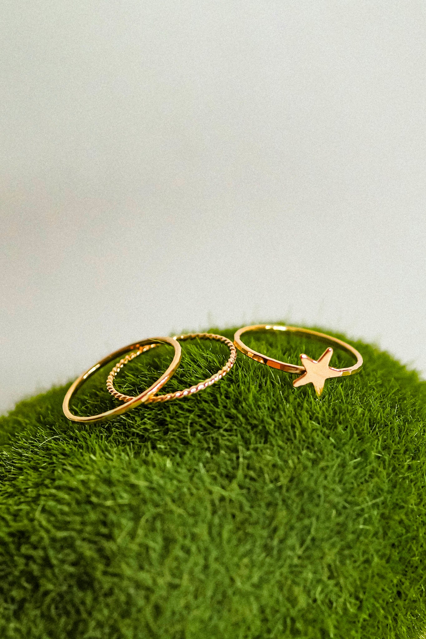 Star Set of 3 Stacking Rings, 14K Rose Gold Fill