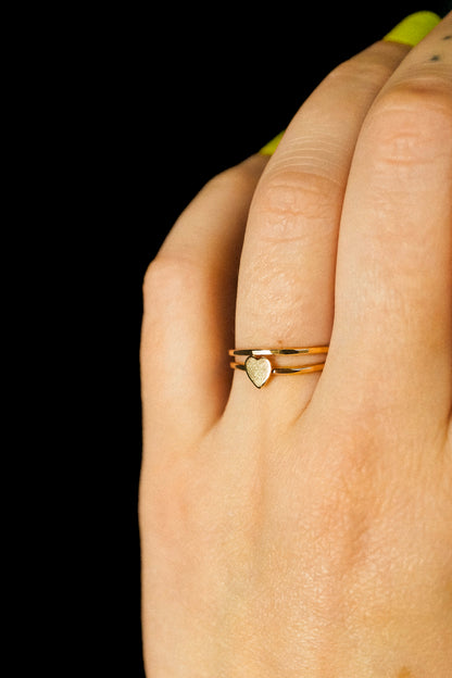 Heart Set of 2 Stacking Rings, 14K Gold Fill