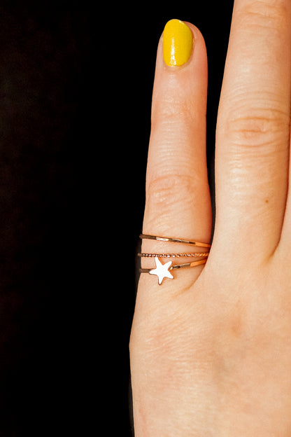 Star Set of 3 Stacking Rings, 14K Rose Gold Fill