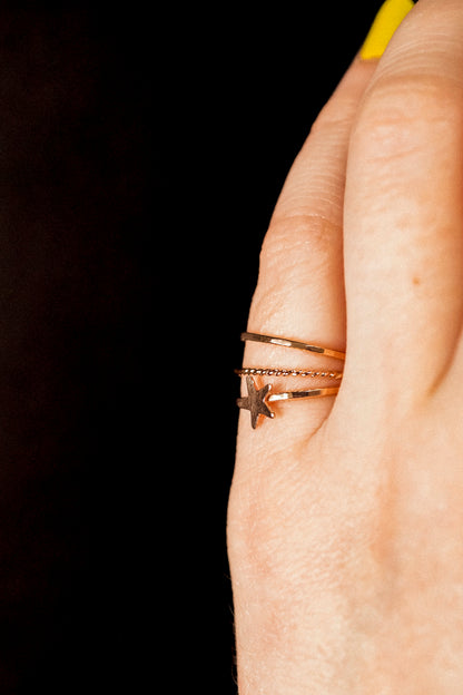 Star Set of 3 Stacking Rings, 14K Rose Gold Fill