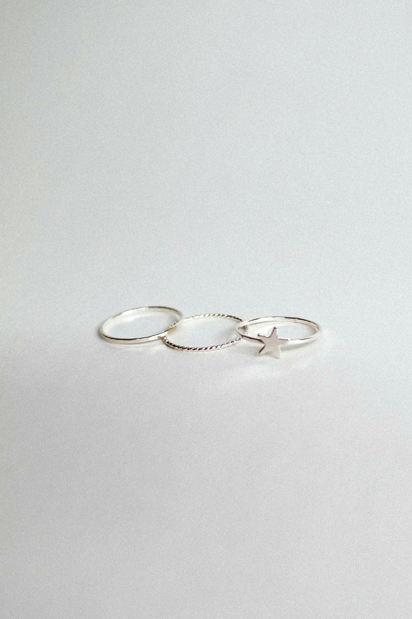 Star Set of 3 Stacking Rings, Sterling Silver
