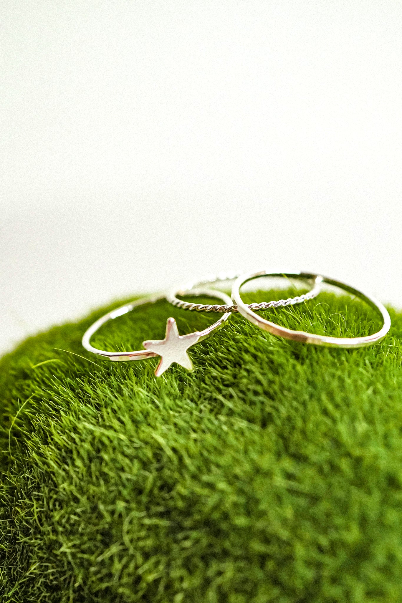 Star Set of 3 Stacking Rings, Sterling Silver