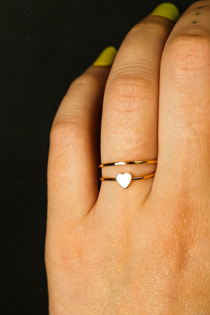 Heart Set of 2 Stacking Rings, 14K Gold Fill