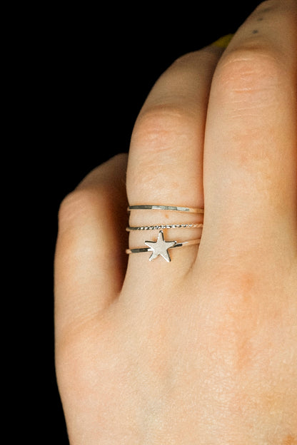 Star Set of 3 Stacking Rings, Sterling Silver