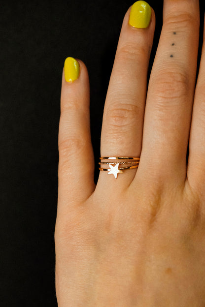 Star Set of 3 Stacking Rings, 14K Gold Fill