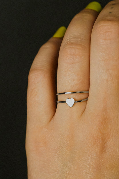 Heart Set of 2 Stacking Rings, Sterling Silver