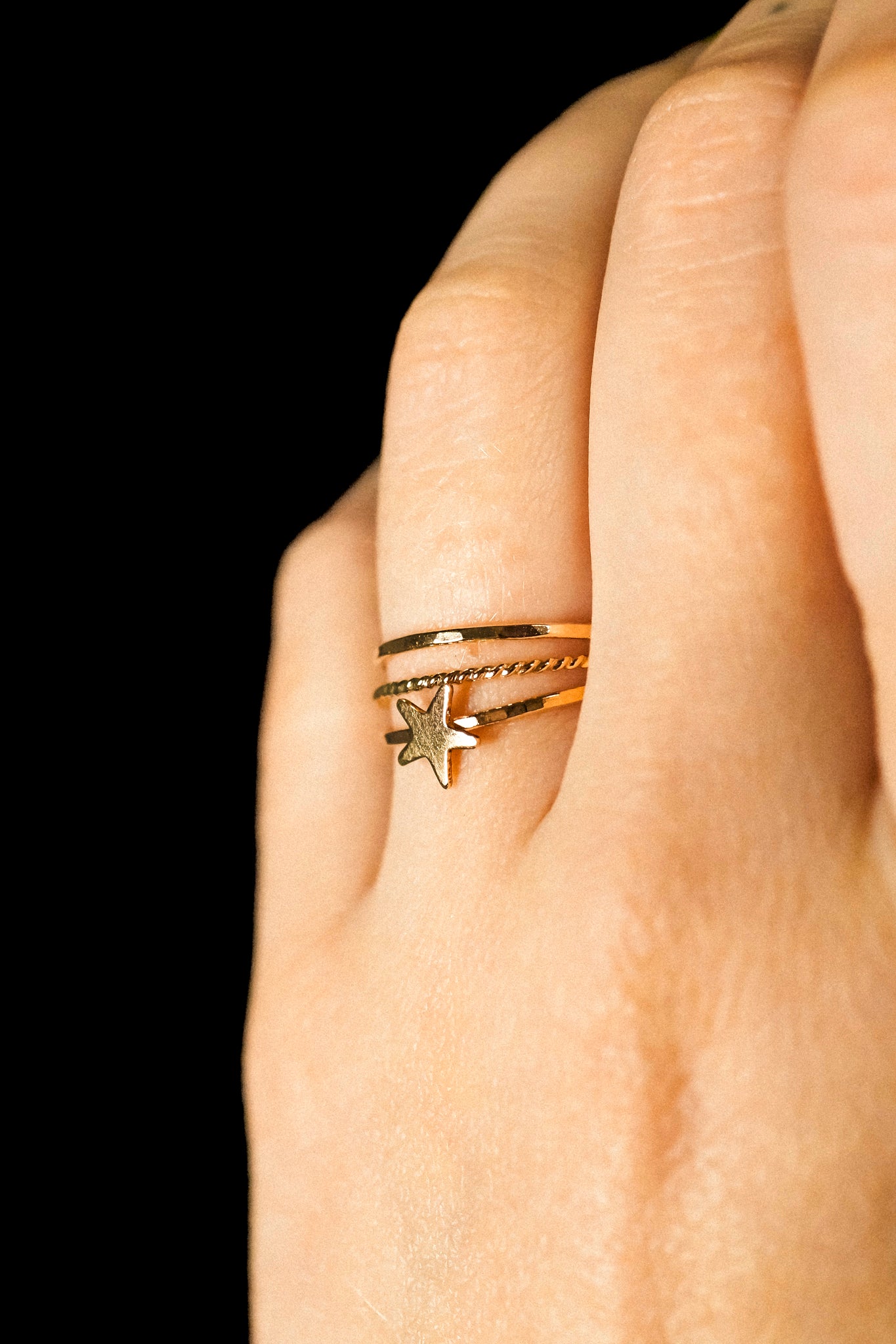 Star Set of 3 Stacking Rings, 14K Gold Fill