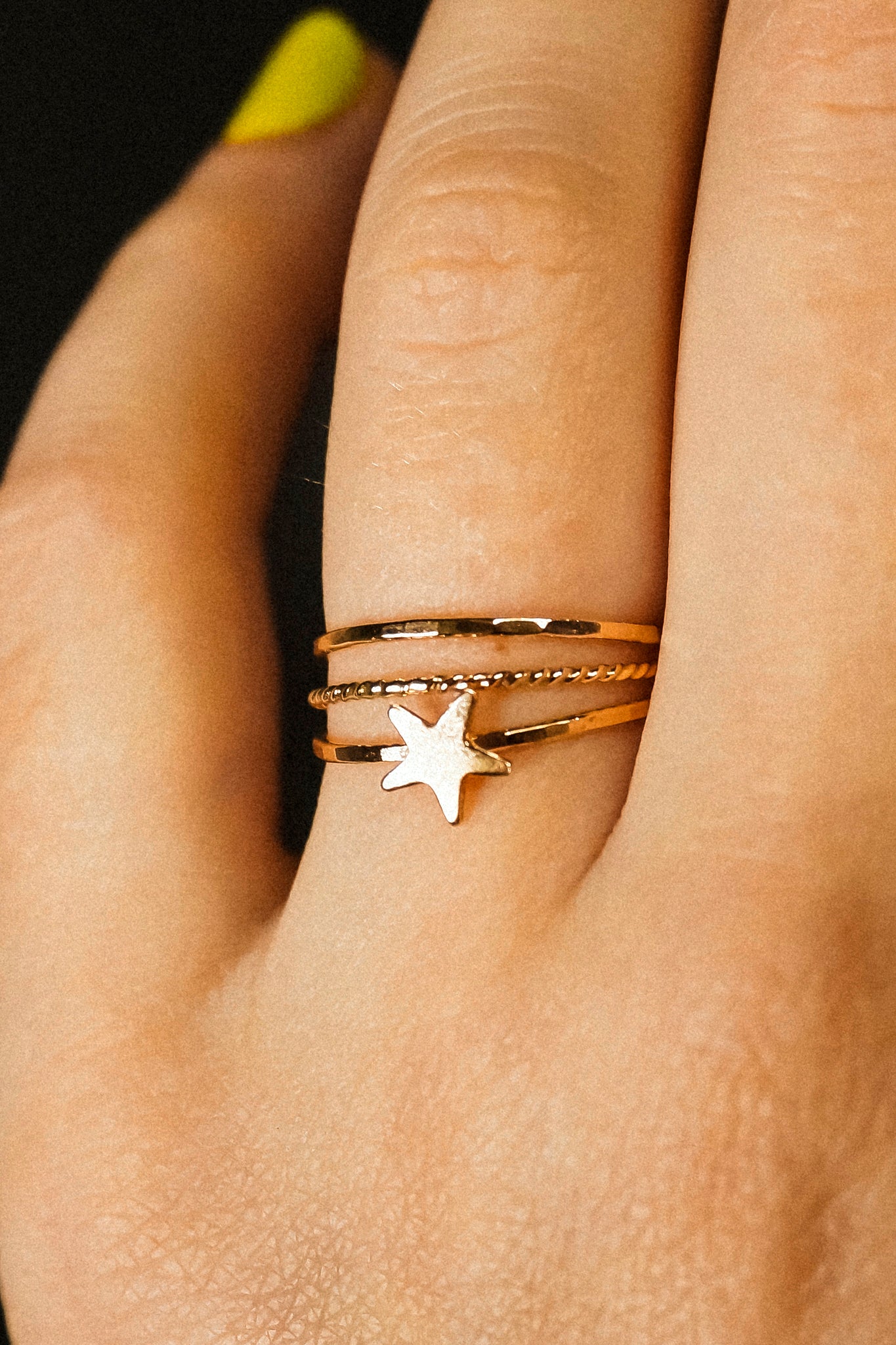 Star Set of 3 Stacking Rings, 14K Gold Fill