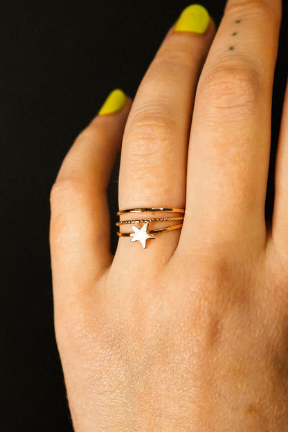Star Set of 3 Stacking Rings, 14K Gold Fill