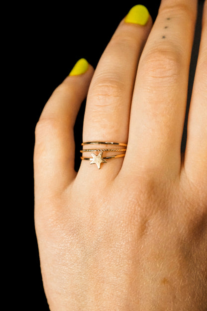 Star Set of 3 Stacking Rings, 14K Gold Fill