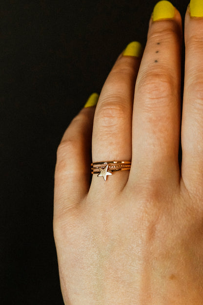 Star Set of 3 Stacking Rings, 14K Gold Fill